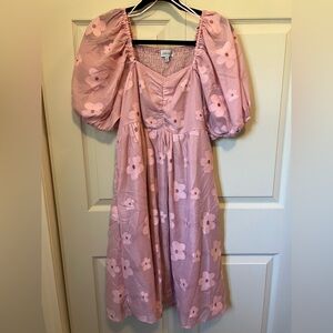 Chic Floral Puff Sleeve Midi Dress